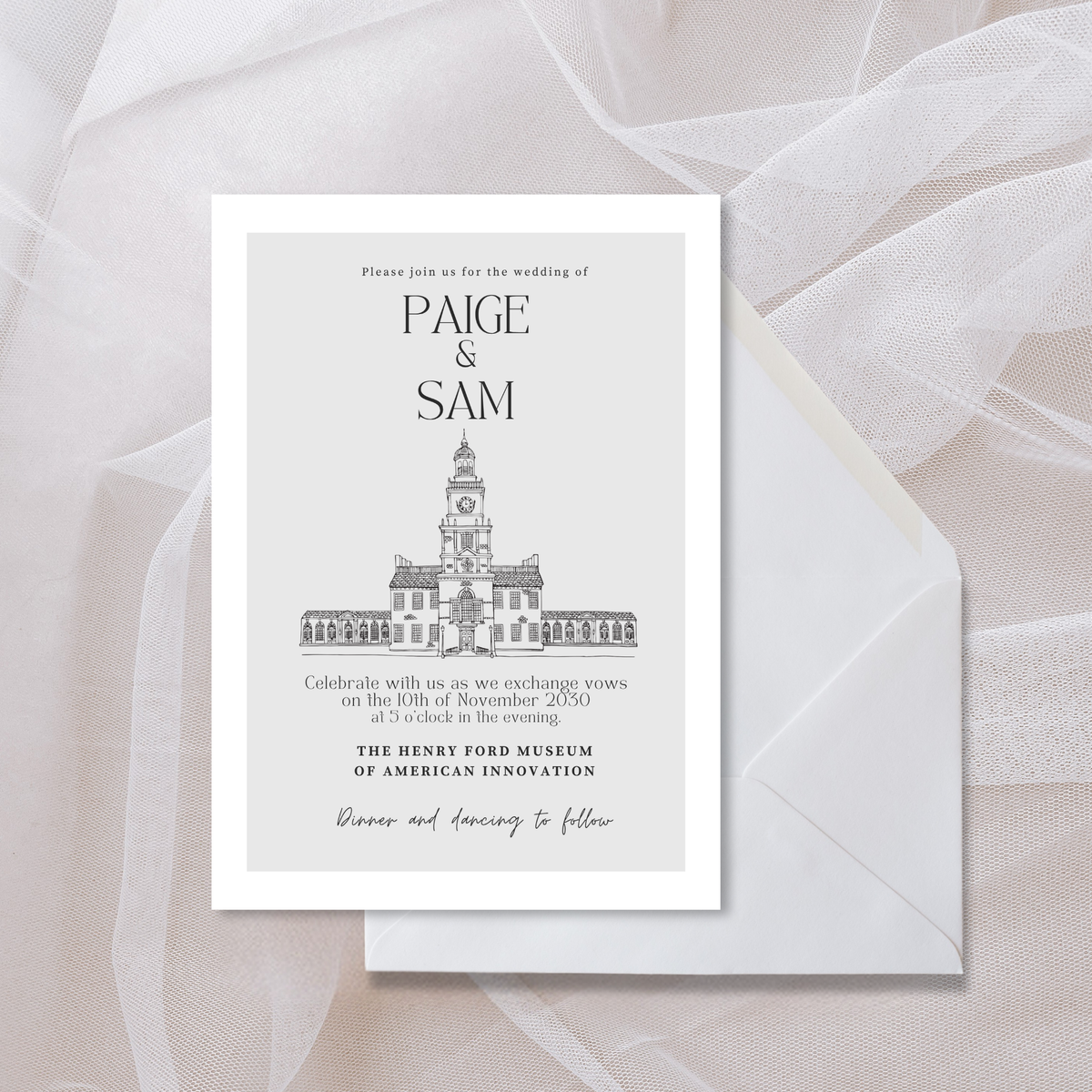 Henry Ford Museum Wedding Invitation