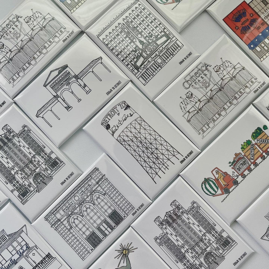 Illustrated Detroit Landmark Magnets