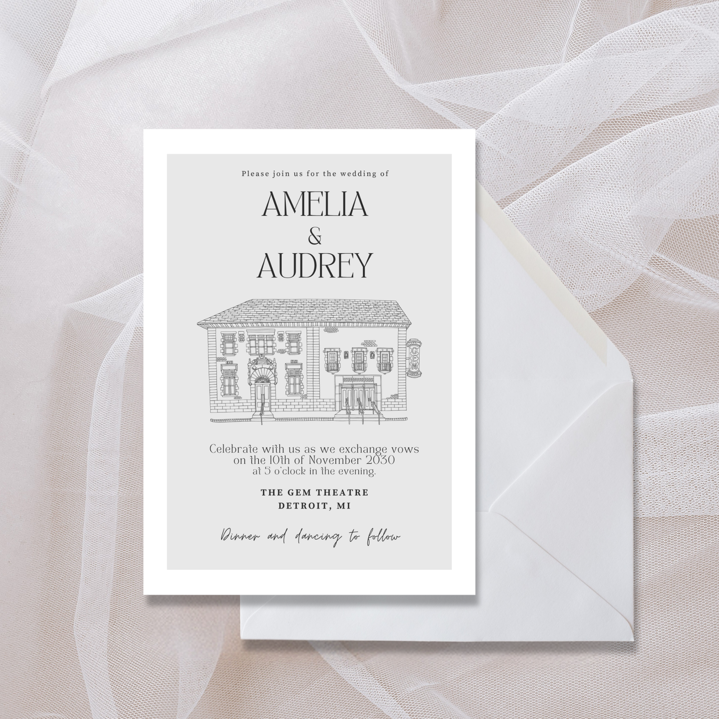 Gem Theatre Wedding Invitation Suite