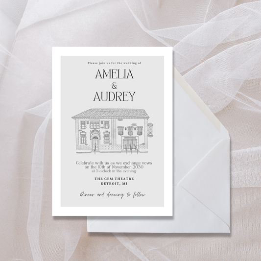 Gem Theatre Wedding Invitation