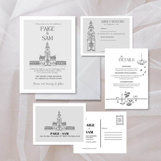 Henry Ford Museum Wedding Invitation Suite