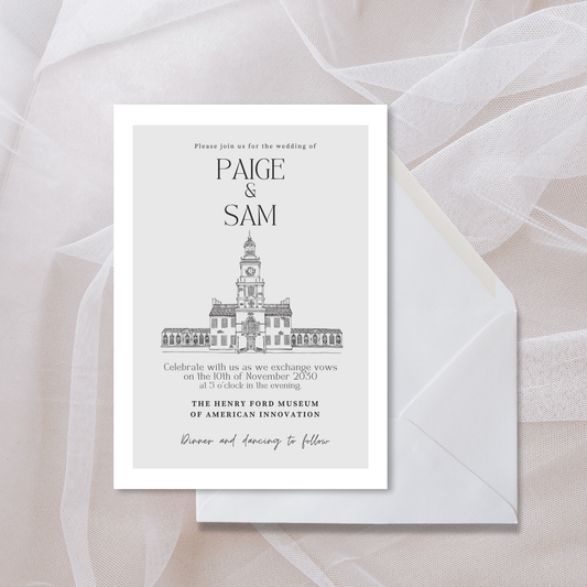 Henry Ford Museum Wedding Invitation