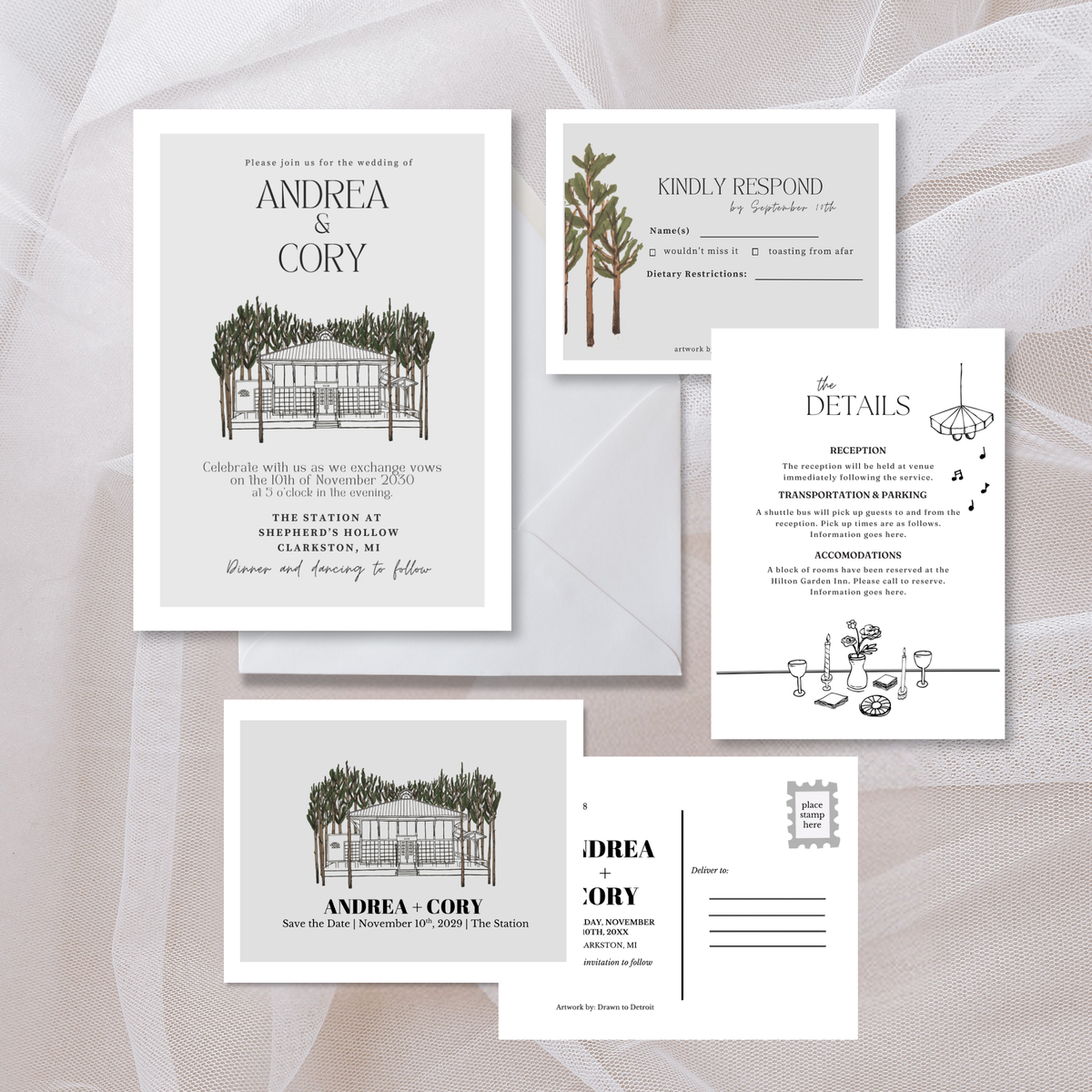 Shepherd's Hollow Wedding Invitation Suite